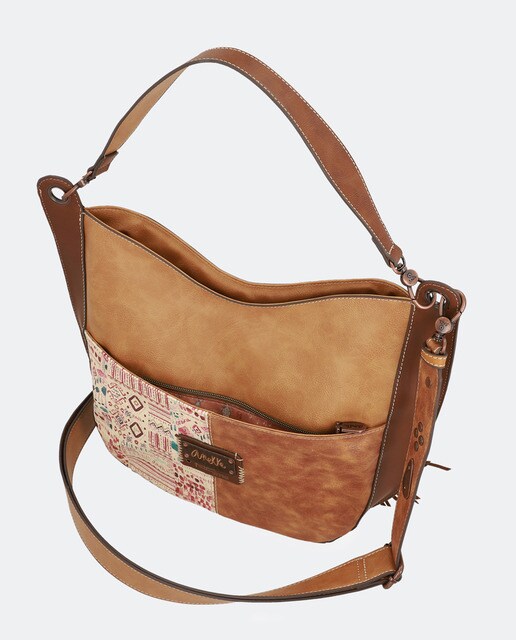 Mala hobo Arizona castanha com estampado da marca