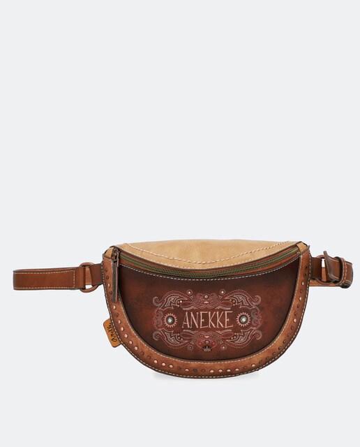 Bolsa de cintura pequena Arizona castanha com estampado da marca