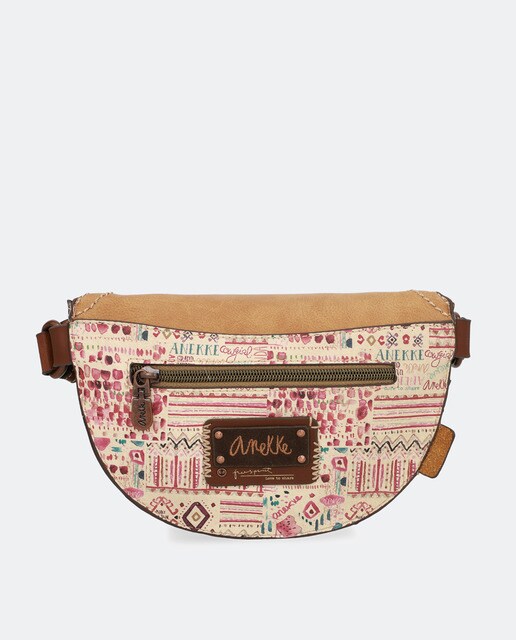 Bolsa de cintura pequena Arizona castanha com estampado da marca