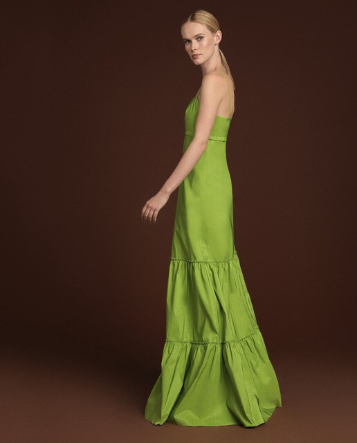 Vestido largo tirantes volante bajo