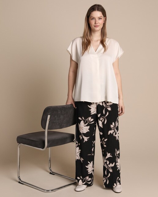Pantalón de mujer talla grande estampado fluido