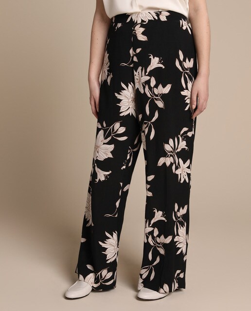 Pantalón de mujer talla grande estampado fluido