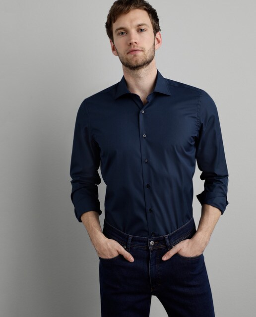 Camisa de hombre Emidio Tucci regular lisa azul