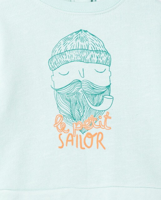 Sudadera de bebé niño verde agua con marinero