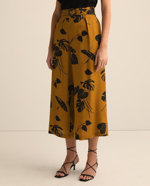 Pantalón cropped de mujer con estampado