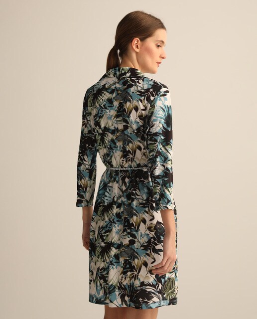 Vestido estampado com botões
