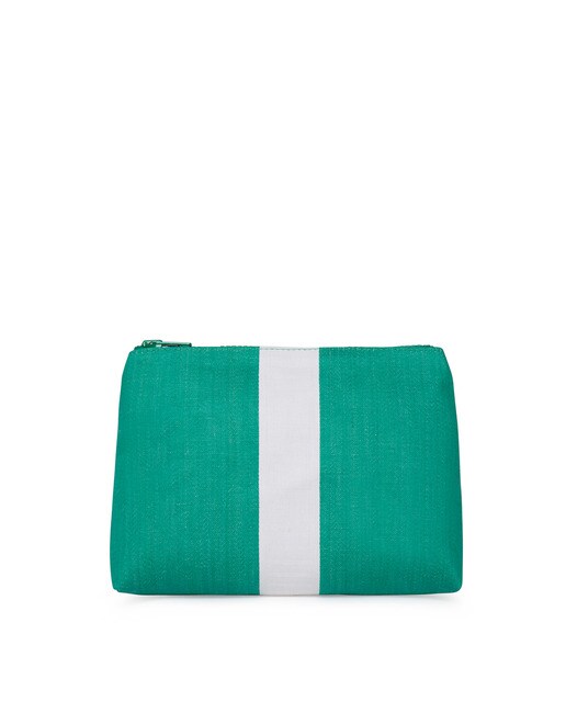 Nécessaire de algodão verde com risca branca