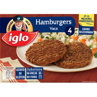 Capitão Iglo 4 Hamburguers de Vaca sem Glúten embalagem 320 g
