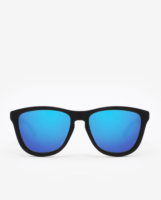 Gafas de sol unisex Hawkers One redondeadas en negro liso y lente azul