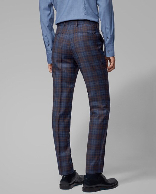 Traje de hombre regular de cuadros azul