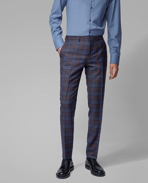 Traje de hombre regular de cuadros azul
