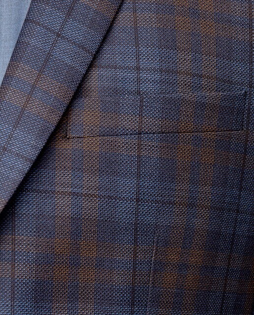 Traje de hombre regular de cuadros azul