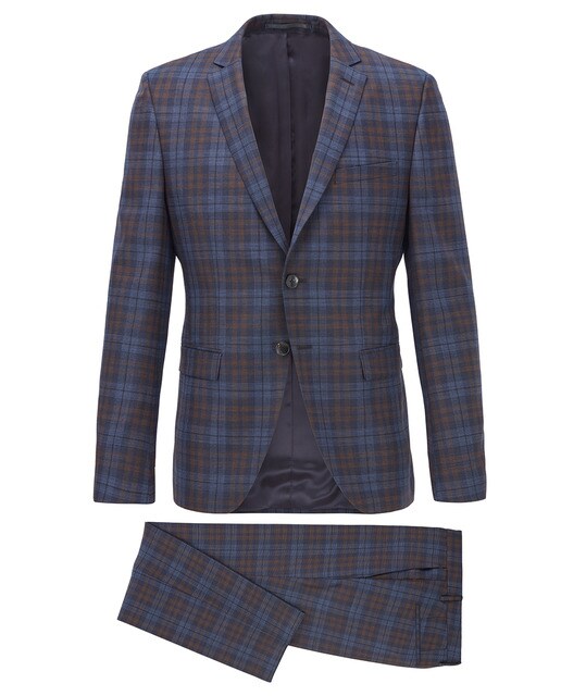 Traje de hombre regular de cuadros azul