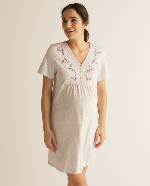 Camisa de dormir pré-mamã curta Soft Pastel lisa