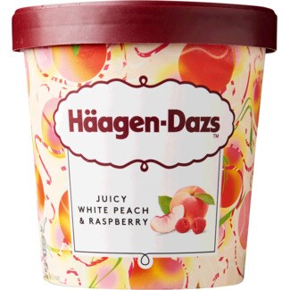 Haagen-Dazs Gelado de Pêssego Branco e Framboesa embalagem 460 ml