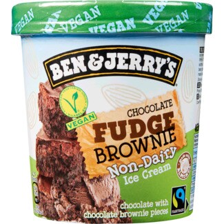 Ben & Jerry's Gelado de Chocolate Fudge Brownie Vegan embalagem 465 ml