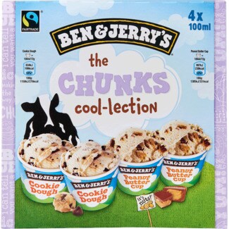 Ben & Jerry's Gelado The Chunks Coolection Pack 4 embalagem 400 ml