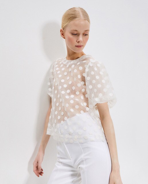 Blusa de mujer organza lunares