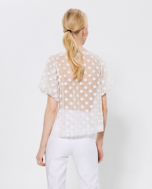 Blusa de mujer organza lunares