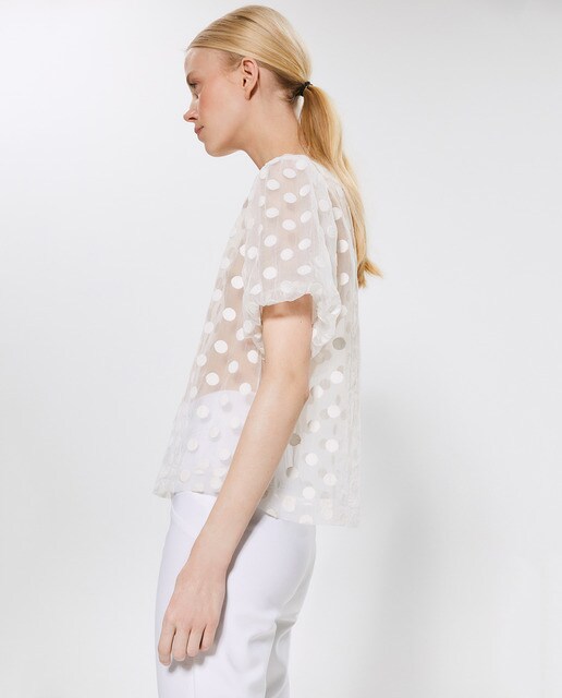 Blusa de mujer organza lunares