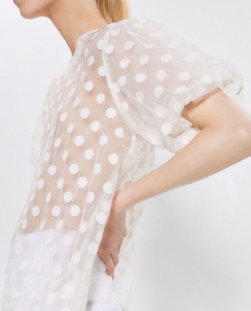 Blusa de mujer organza lunares