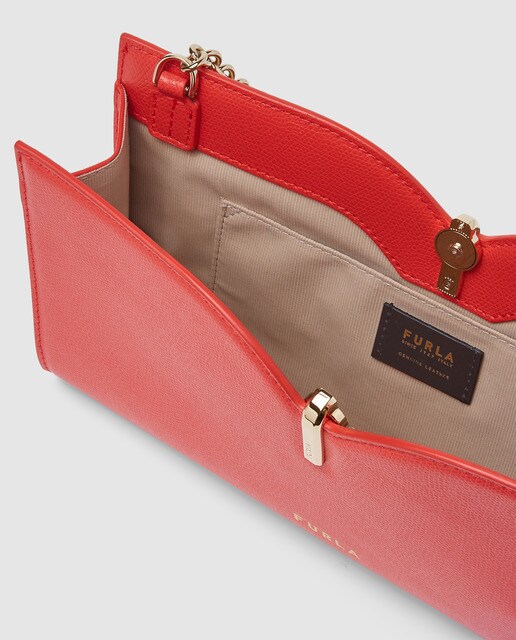Cartera de mano Furla Ribbon de piel lisa en rojo con imán