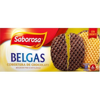 Saborosa Bolachas Belgas Cobertas com Chocolate embalagem 198 g