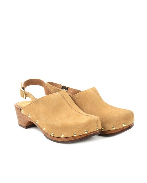 Zuecos de mujer Ornella Stefani de piel en color camel
