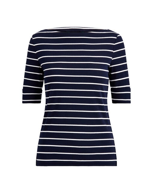 Camiseta de mujer de rayas con manga francesa