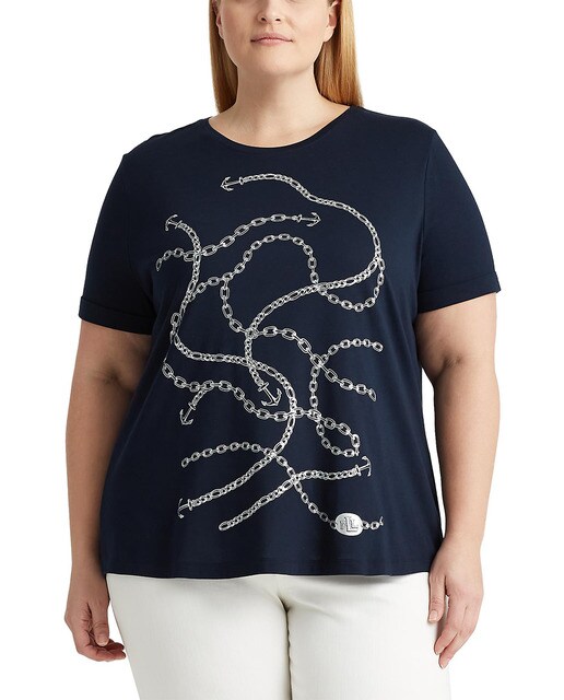 T-shirt tamanhos grandes com decote redondo