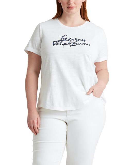 T-shirt tamanhos grandes com decote redondo