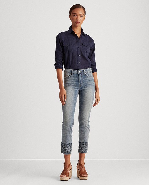 Jeans lisas com corte regular