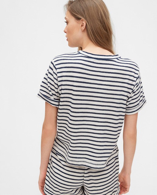 Camiseta de mujer de rayas con logo