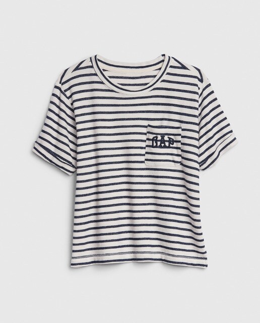 Camiseta de mujer de rayas con logo
