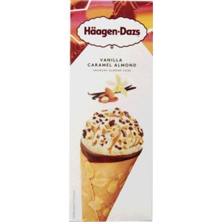 Haagen-Dazs Gelado de Baunilha, Caramelo e Amêndoa embalagem 98 ml