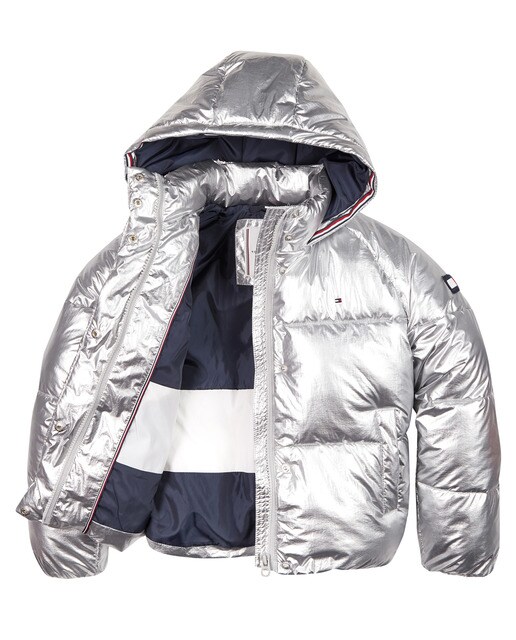 Parka prateada com capuz