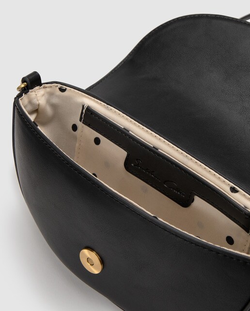 Bandolera pequeña de mujer Southern Cotton en negro con solapa