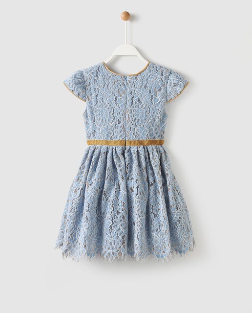 Vestido de niña manga corta celeste