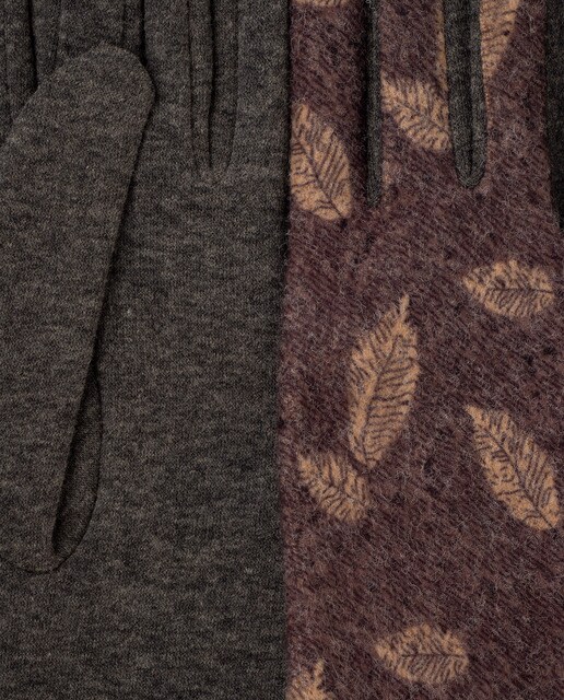 Guantes Donatzelli en gris oscuro con estampado de hojas