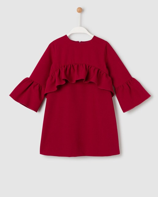 Vestido de niña granate con volantes
