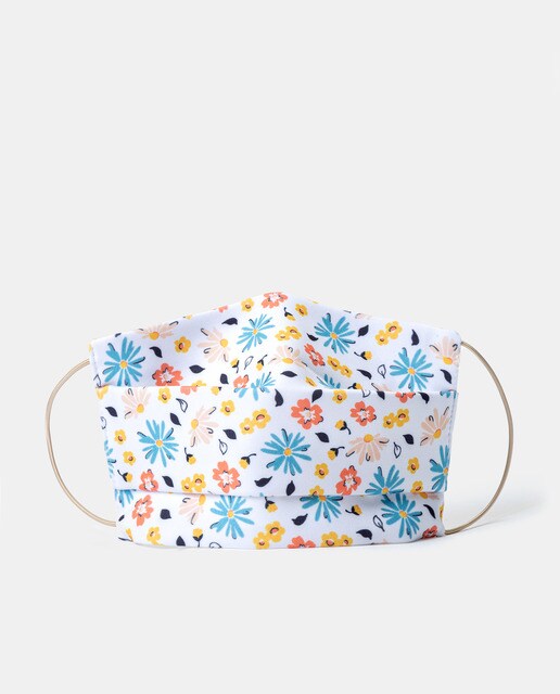Mascarilla higiénica de tela Banarassi lavable y reutilizable con estampado floral multicolor