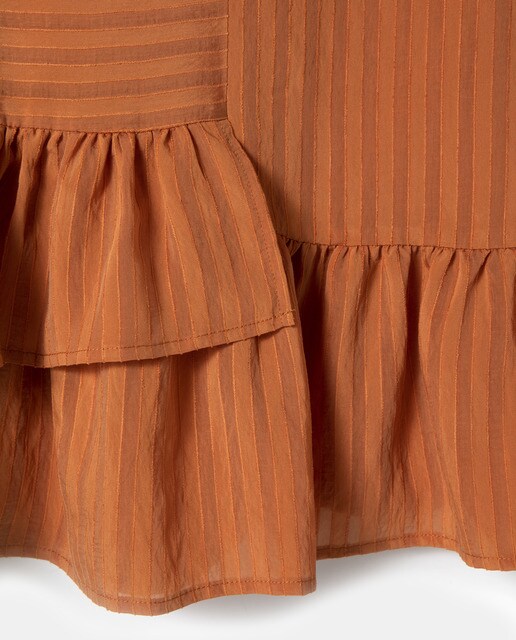 Blusa de mujer 100% algodón con volantes y rayas