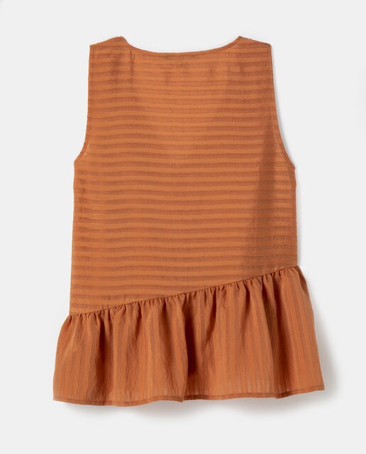Blusa de mujer 100% algodón con volantes y rayas