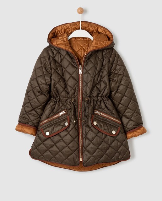 Parka reversível acolchoada bicolor