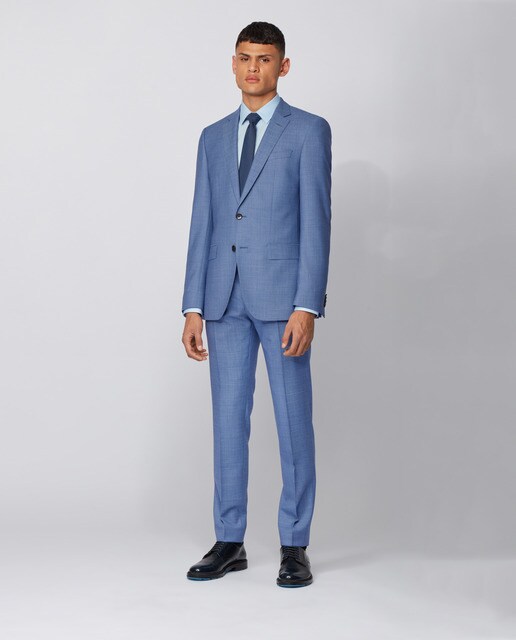 Traje de hombre slim microestampado turquesa