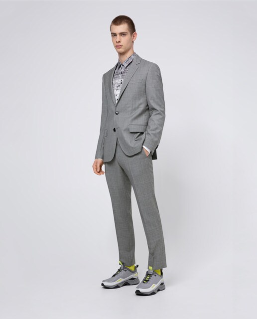 Traje de hombre slim microestampado gris