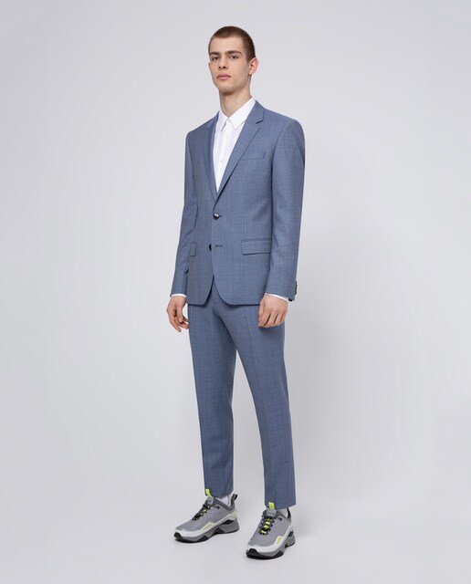 Traje de hombre slim microestampado turquesa
