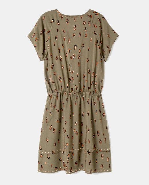 Vestido corto con estampado y volantes