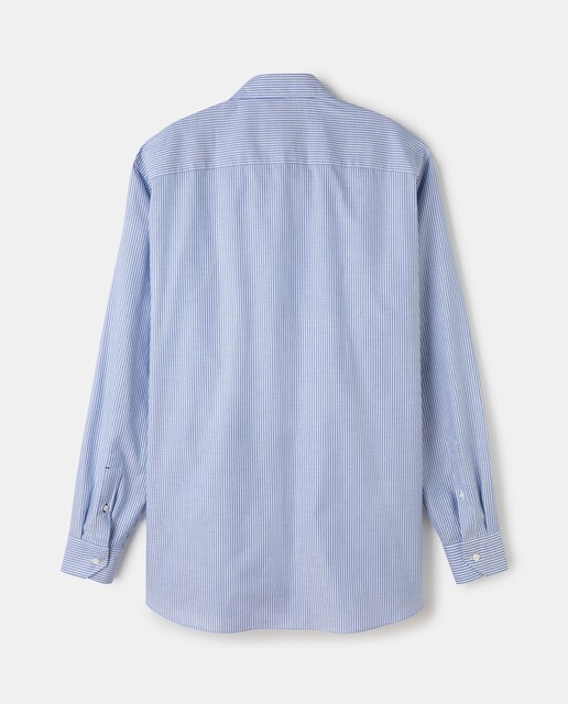 Camisa essential oxford regular às riscas azul tamanhos grandes