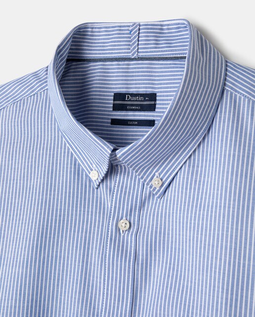 Camisa essential oxford regular às riscas azul tamanhos grandes